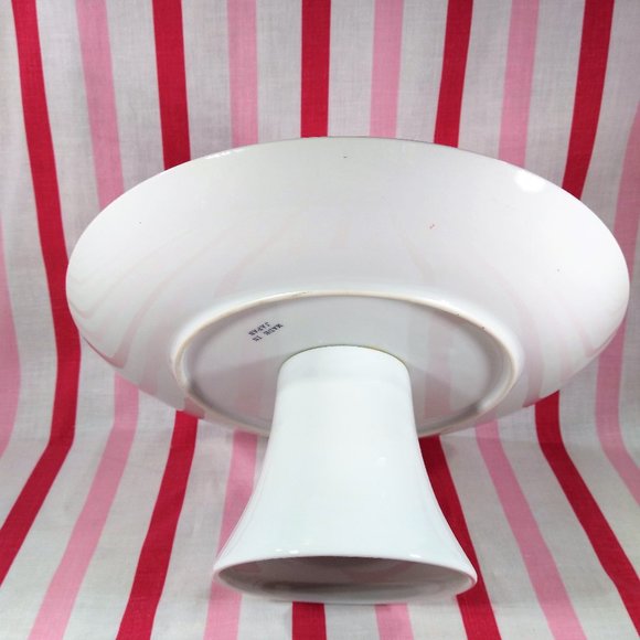 Beautiful Mid Century Holly Berry Ceramic Cake Plate Stand Holiday Server Japan - Picture 8 of 12